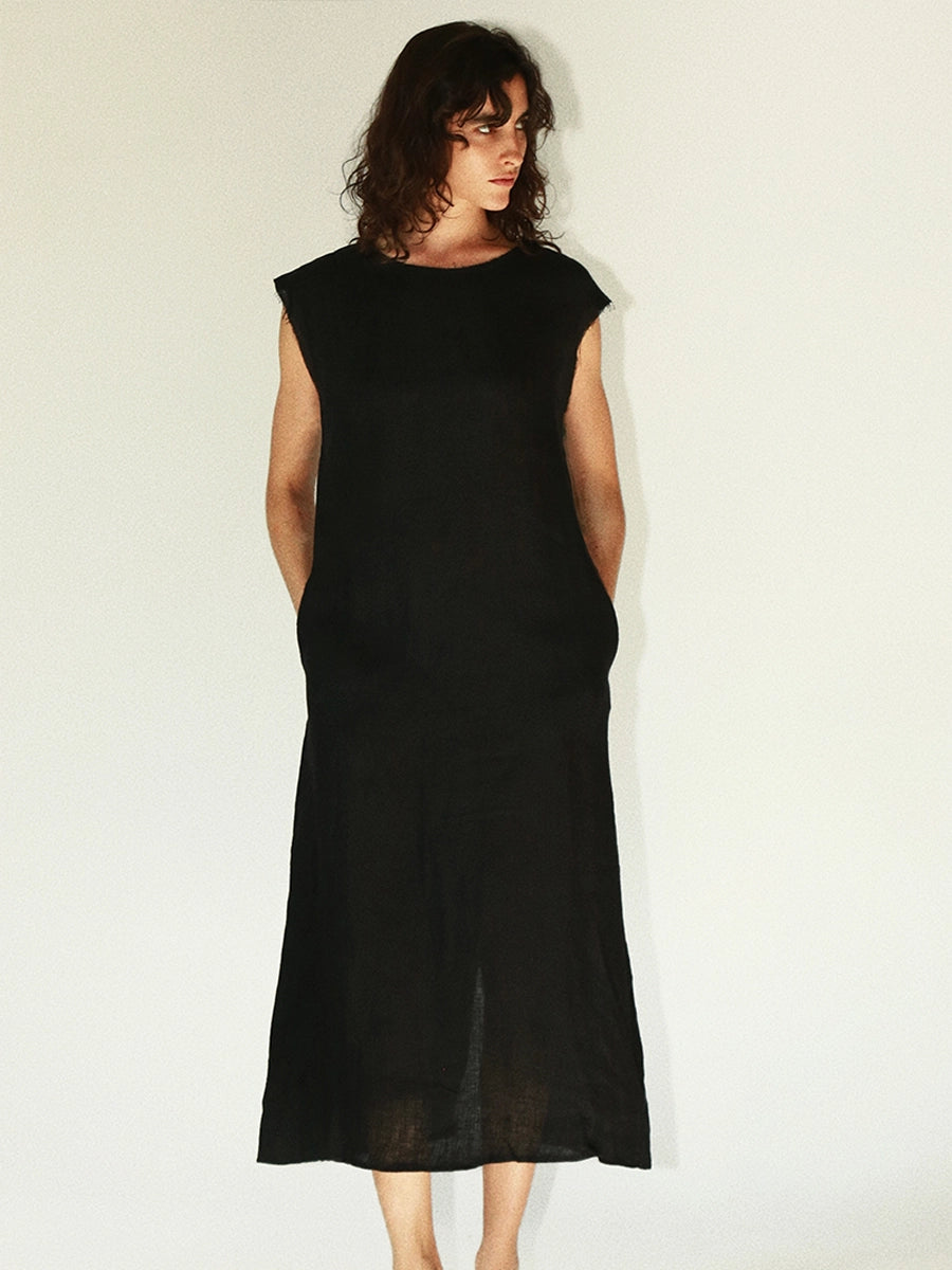 Silk velvet halter dress front view