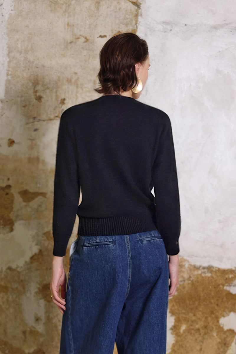Back view of Solelegia Luxury Beaded Cashmere Sweater