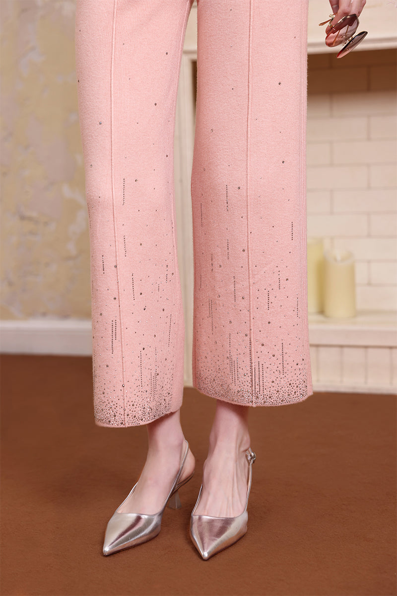 Pink Embellished Knit Pant