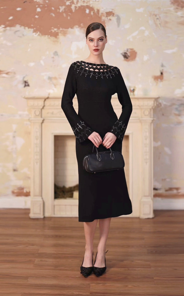Starlit Cutout Wool Knit Dress
