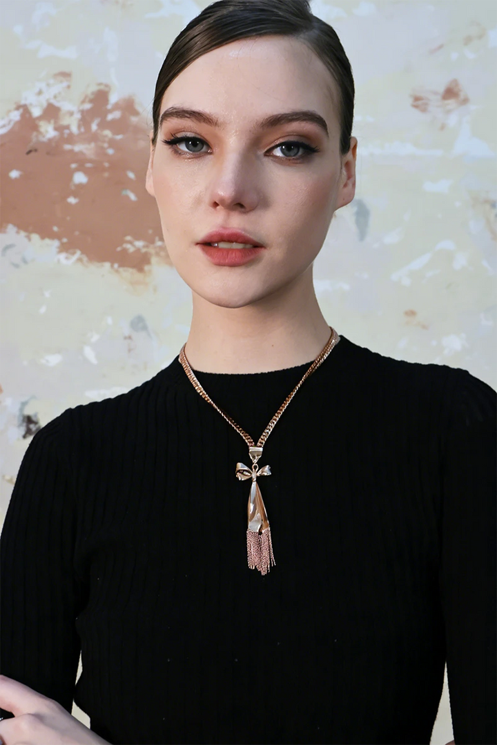 Gilded Butterfly Tassel Necklace