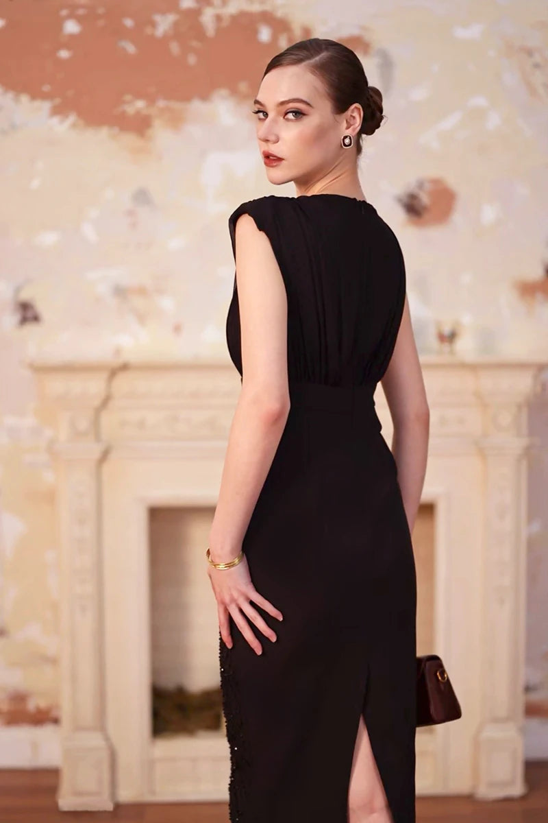 Embellished Sleeveless Midi Dress