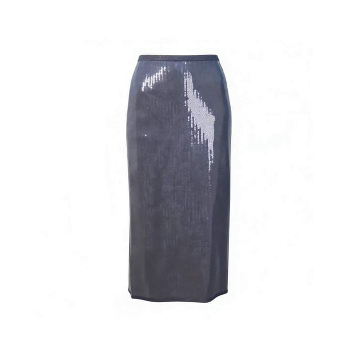Gray Sequin Back Slip Midi Pencil Skirt
