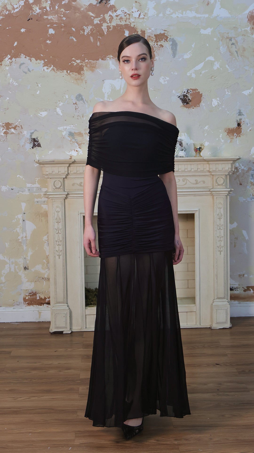 Mesh Off-Shoulder Convertible Bustier Dress