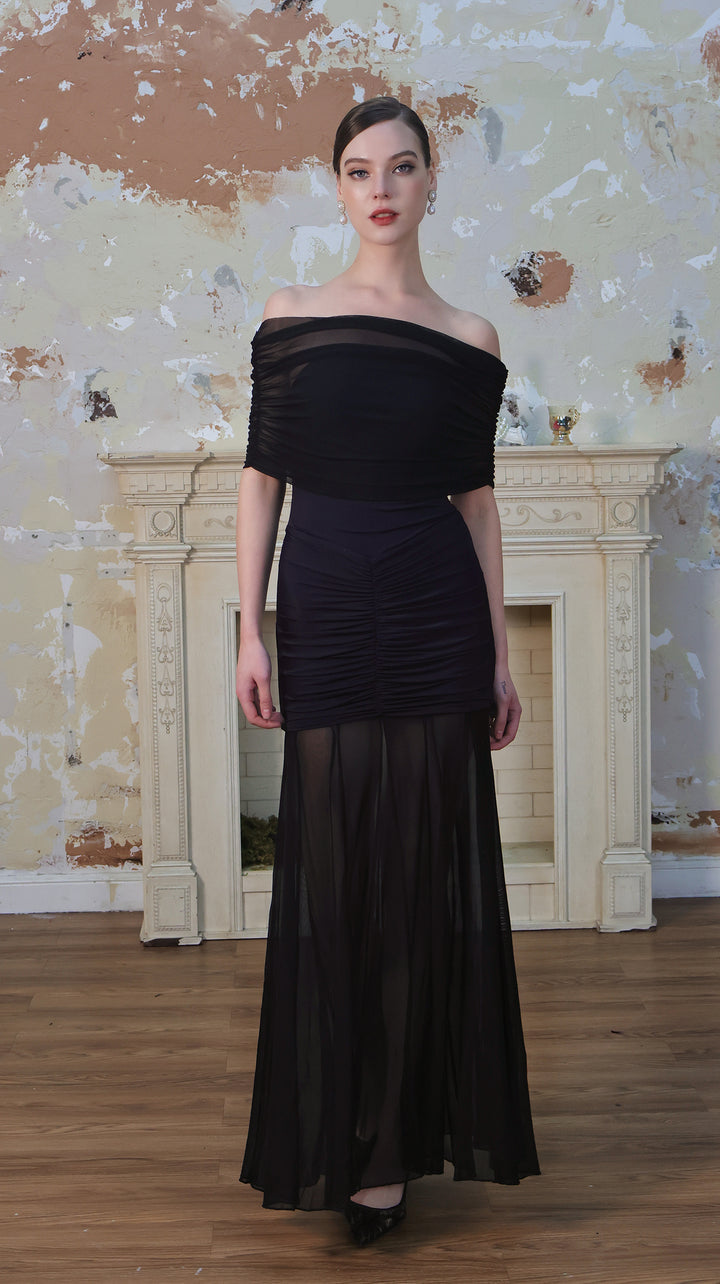 Mesh Off-Shoulder Convertible Bustier Dress