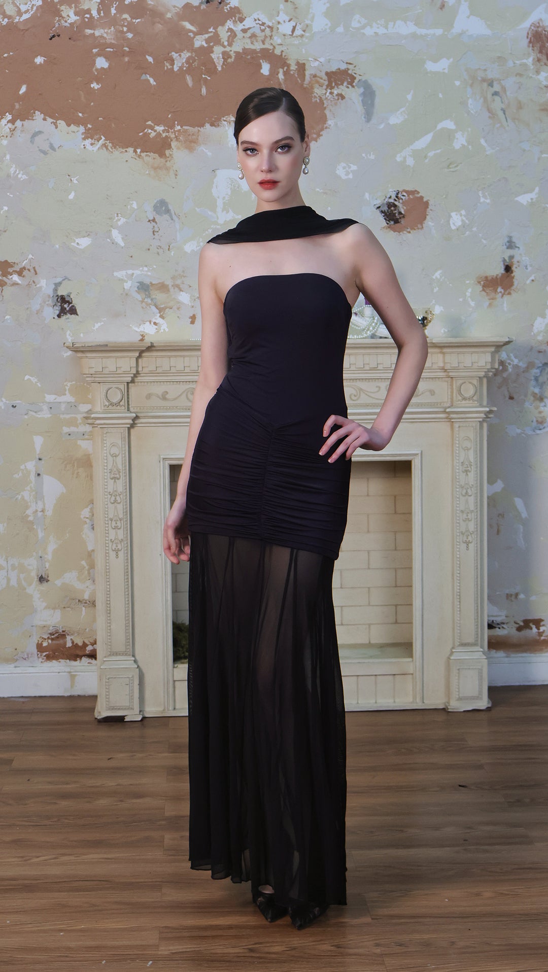 Mesh Off-Shoulder Convertible Bustier Dress