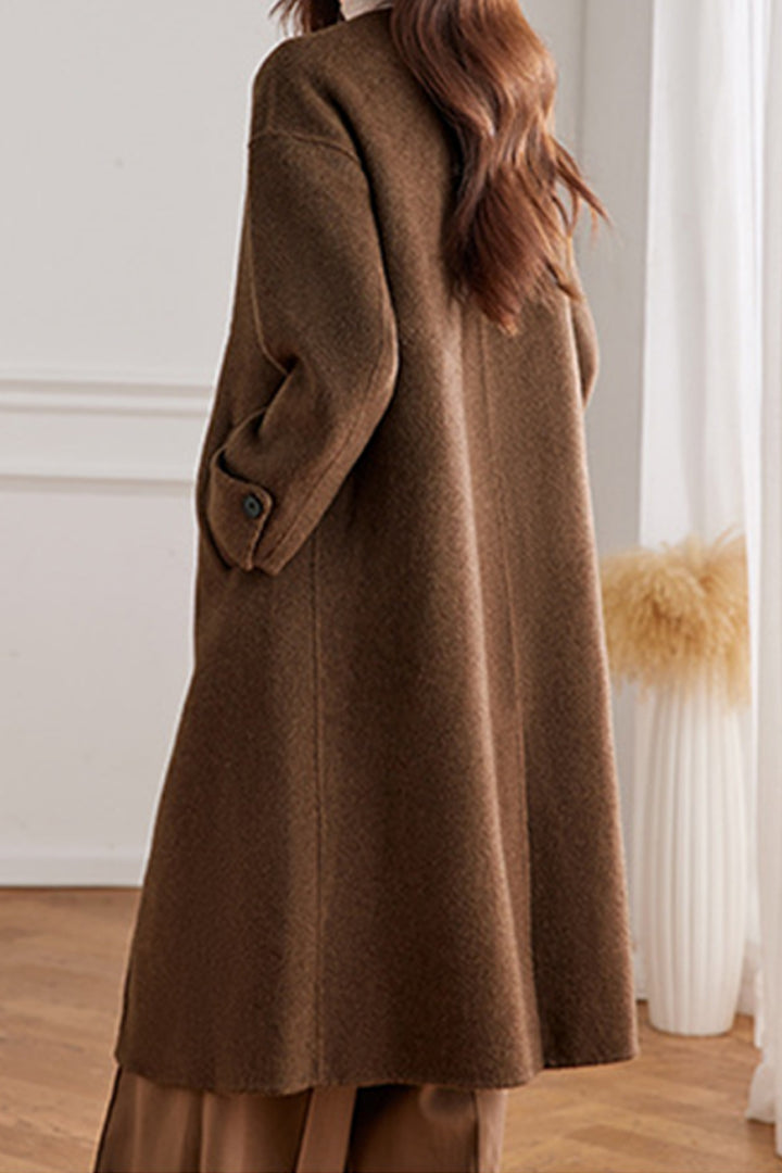 Detachable Scarf Wool Blend Long Coat