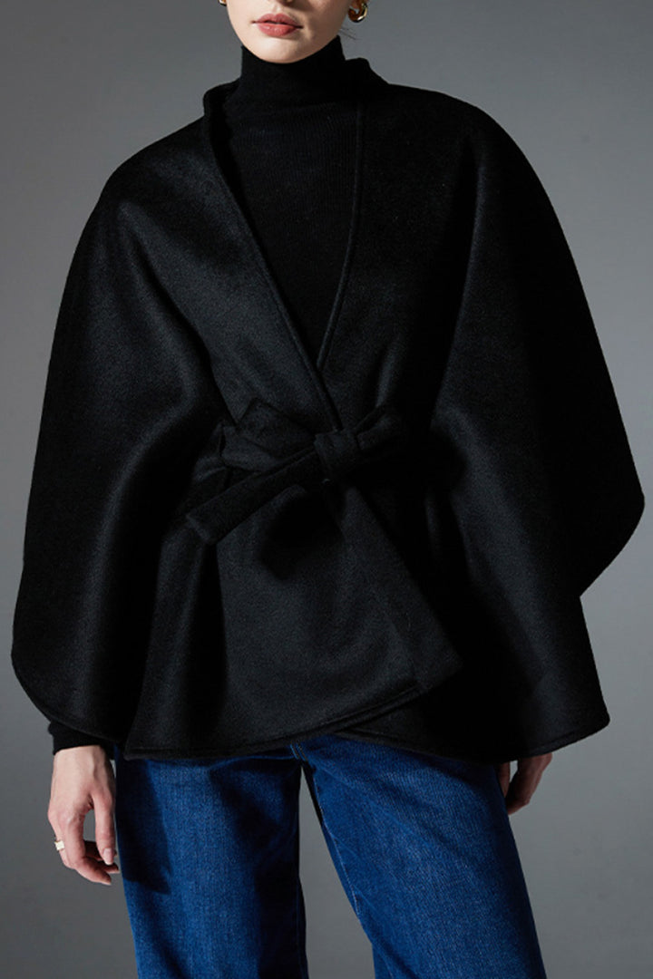 Bow-Tie Belt Double-Faced Cape