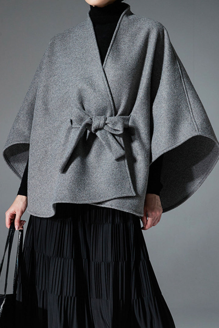 Bow-Tie Belt Double-Faced Cape