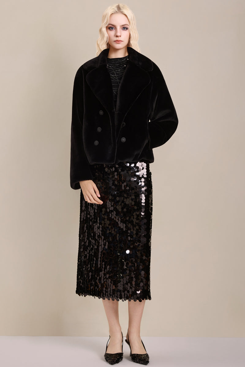 Model view of Solelegia Women's Elegant Faux Fur Coat