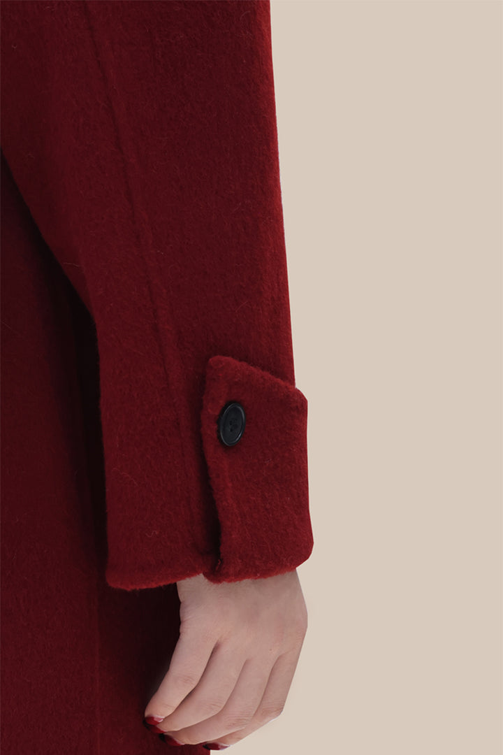 Detachable Scarf Wool Blend Long Coat