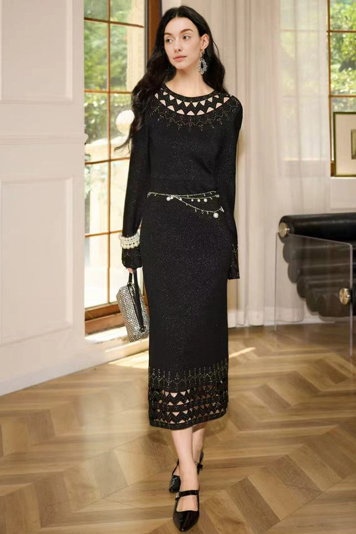 Starlit Cutout Wool Knit Dress