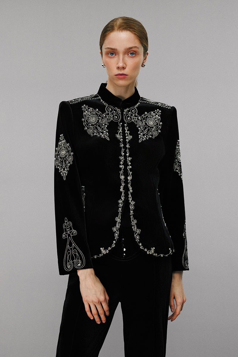 Elegance Embellished Velvet Jacket