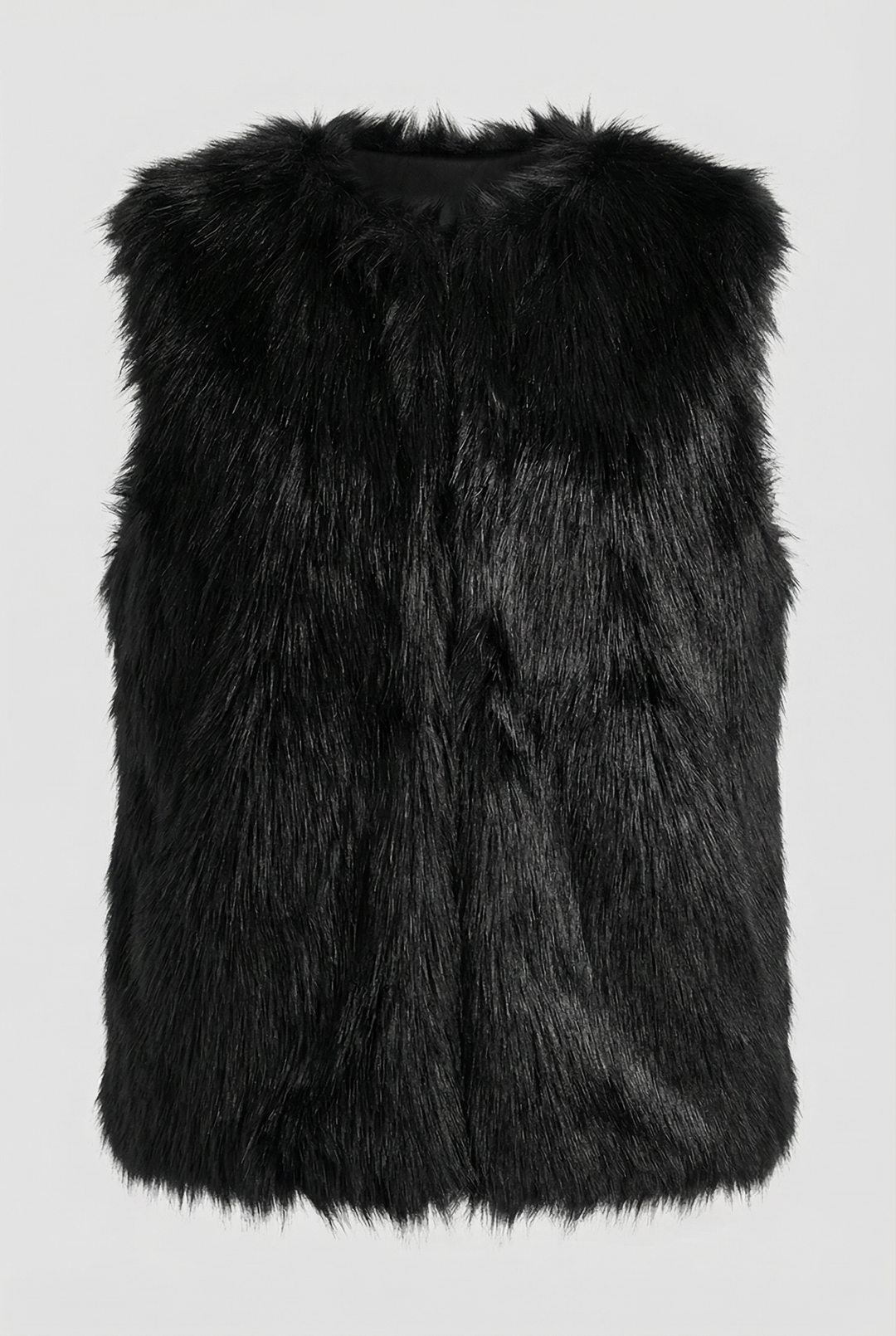 Black Fur Short Vest