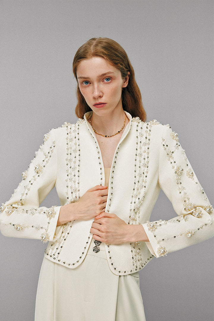 White Embellished Blazer