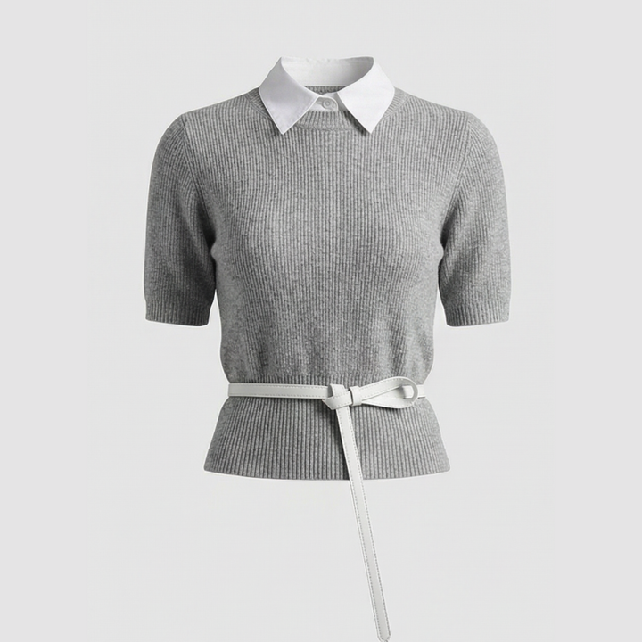 Solelegia Light Grey Lightweight Wool Knit Top