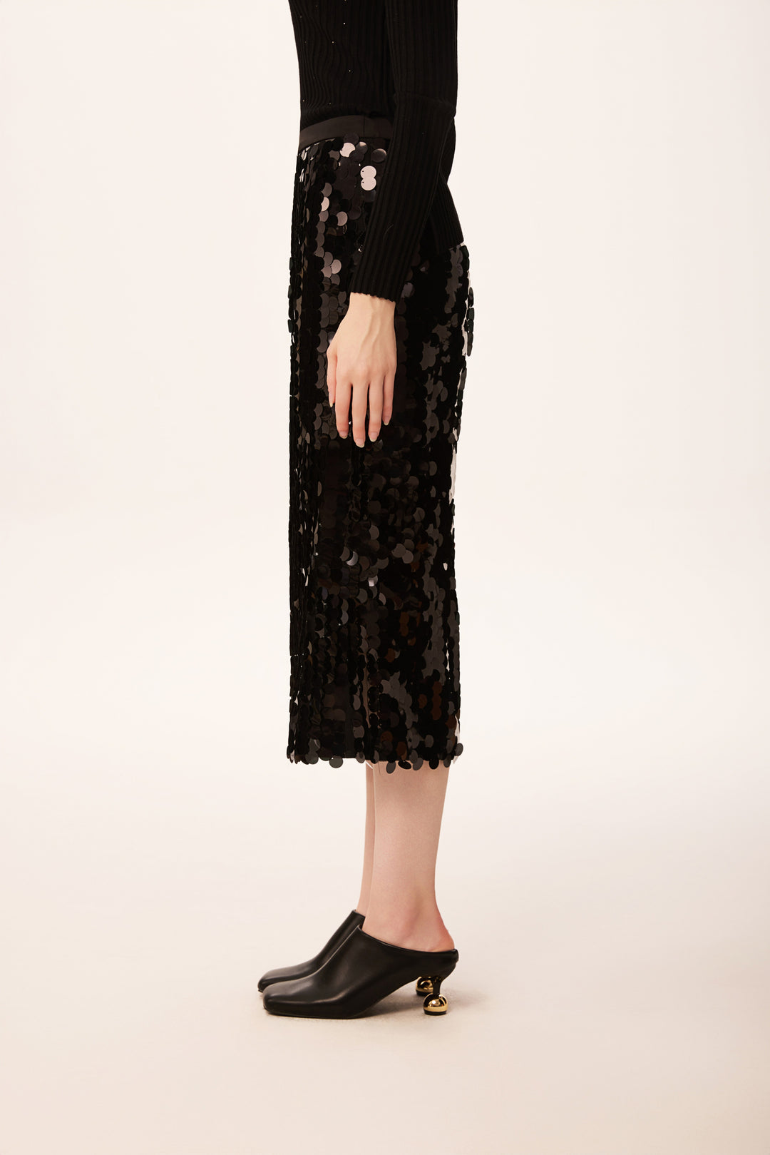 Solelegia Black Sequin Straight Skirt