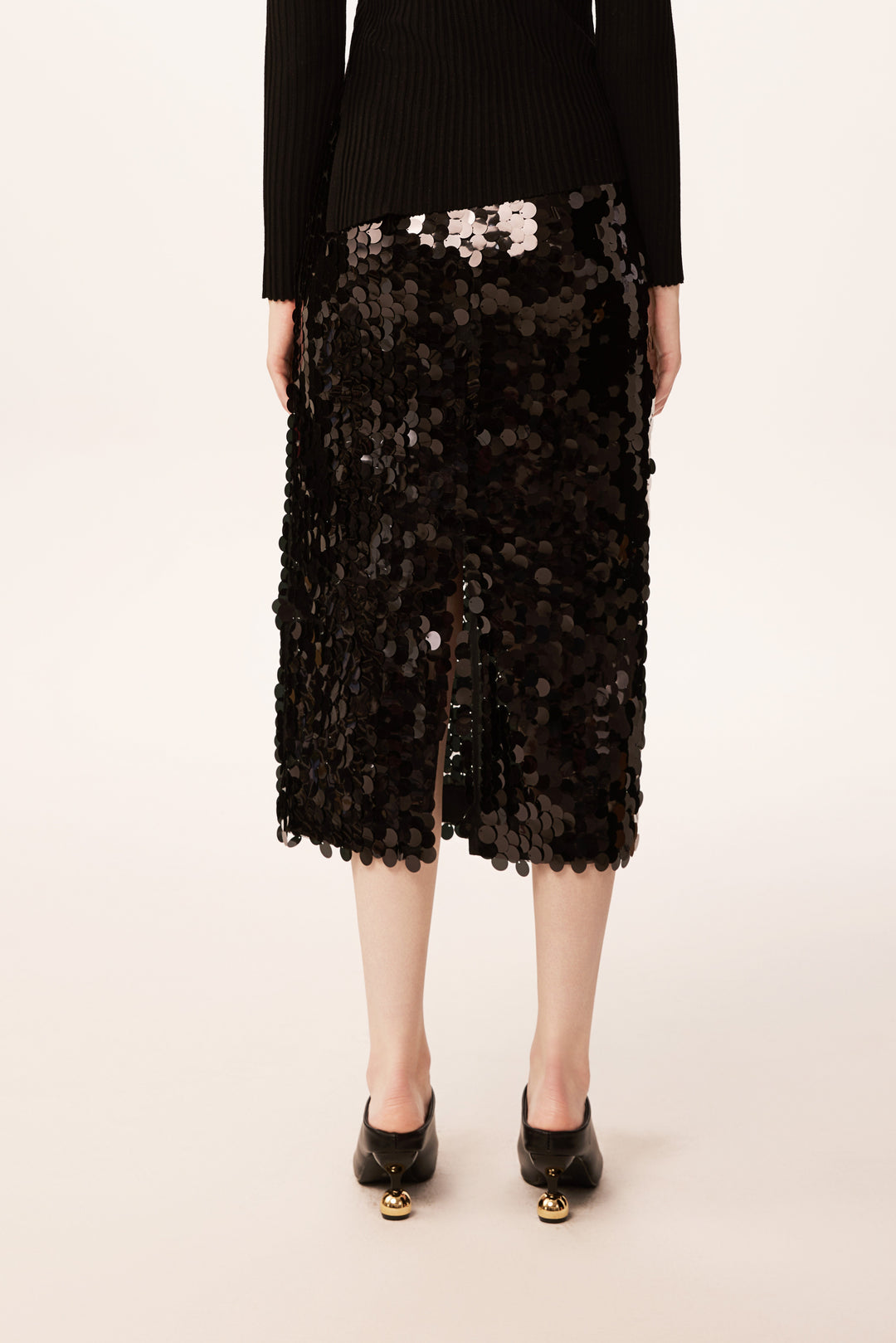 Solelegia Black Sequin Straight Skirt