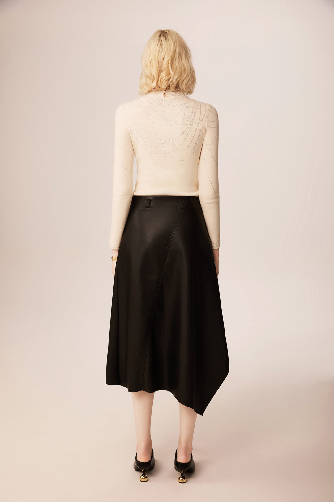 Solelegia Half Turtleneck Rhinestone Slim Wool Knit Sweater