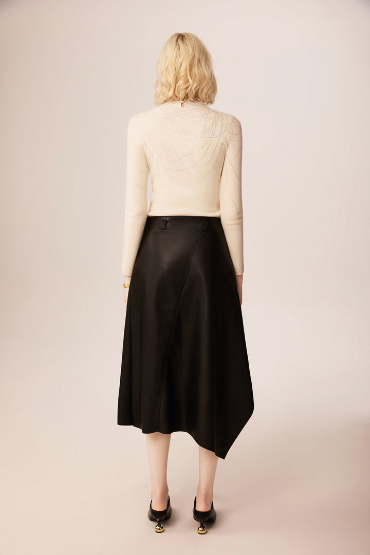 Solelegia Half Turtleneck Rhinestone Slim Wool Knit Sweater