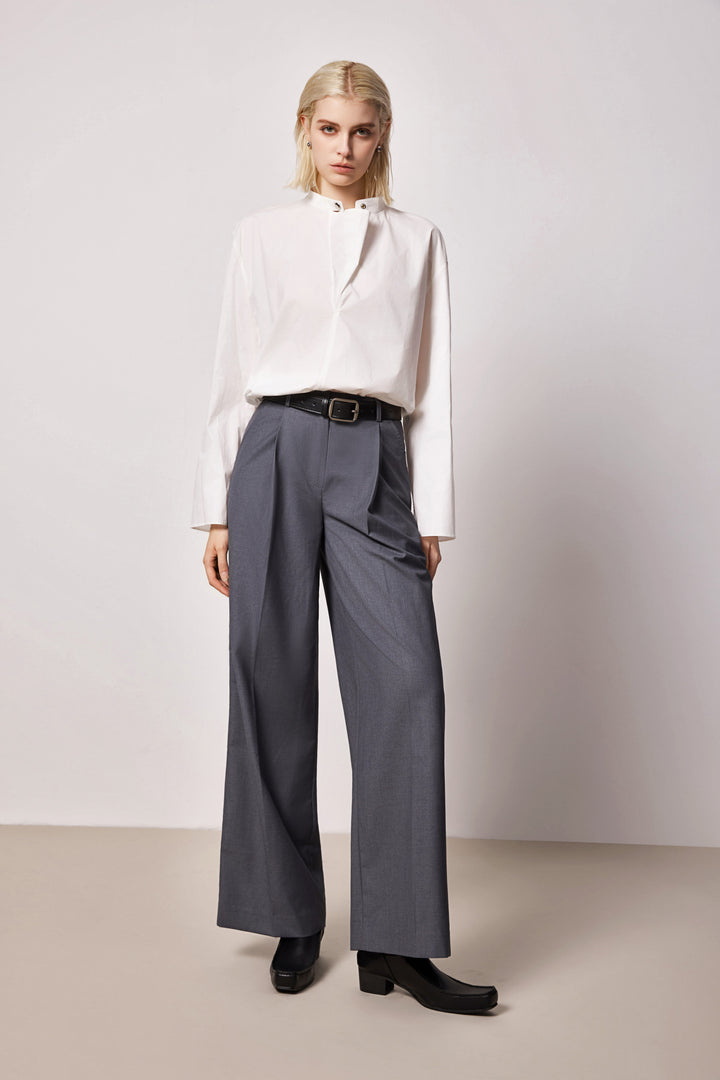 Solelegia Charcoal Wide-Leg Tailored Trousers