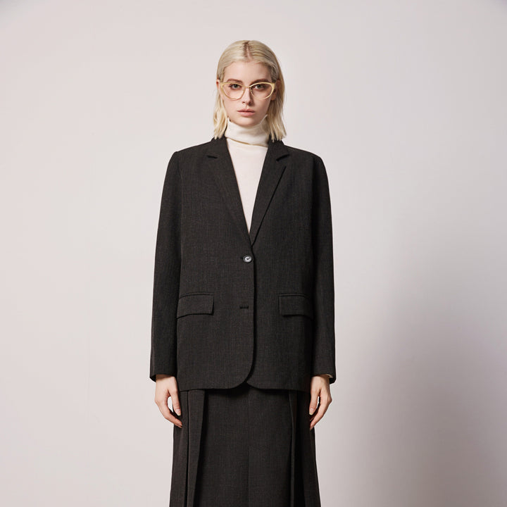 Solelegia Taupe Relaxed-Fit Tailored Blazer