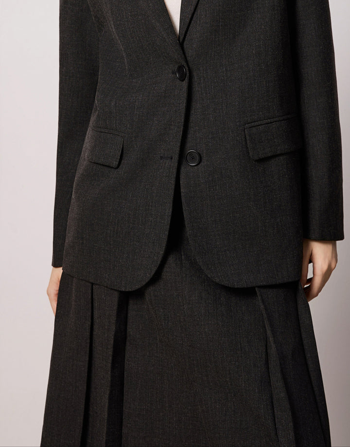 Solelegia Taupe Tailored Skirt with Subtle A-Line Pleats