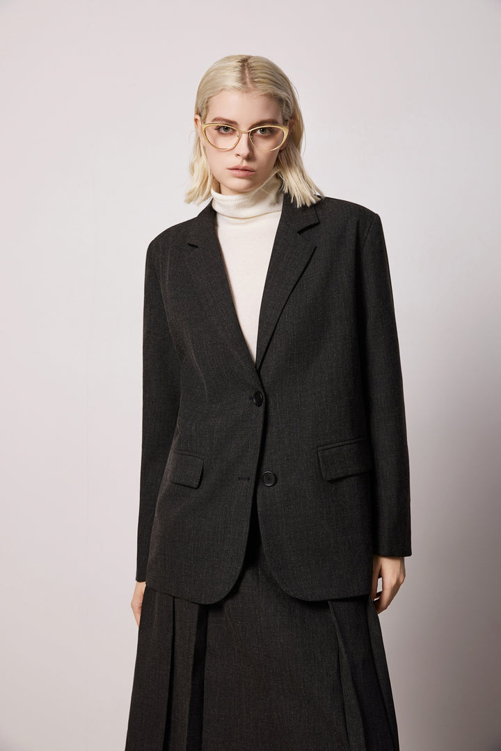 Solelegia Taupe Relaxed-Fit Tailored Blazer