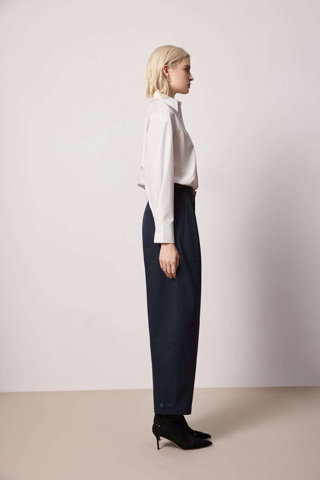 Solelegia White Cotton Collared Button-Up Shirt
