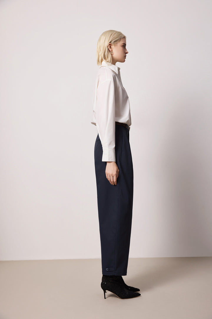 Solelegia White Cotton Collared Button-Up Shirt