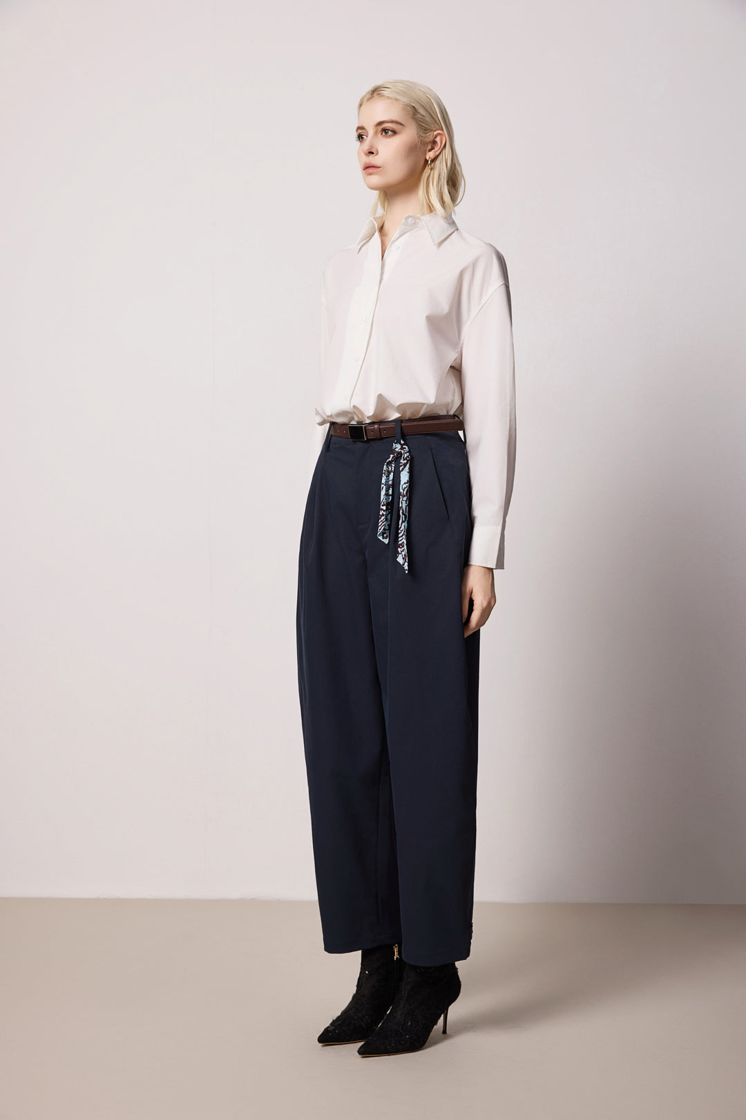 Solelegia White Cotton Collared Button-Up Shirt