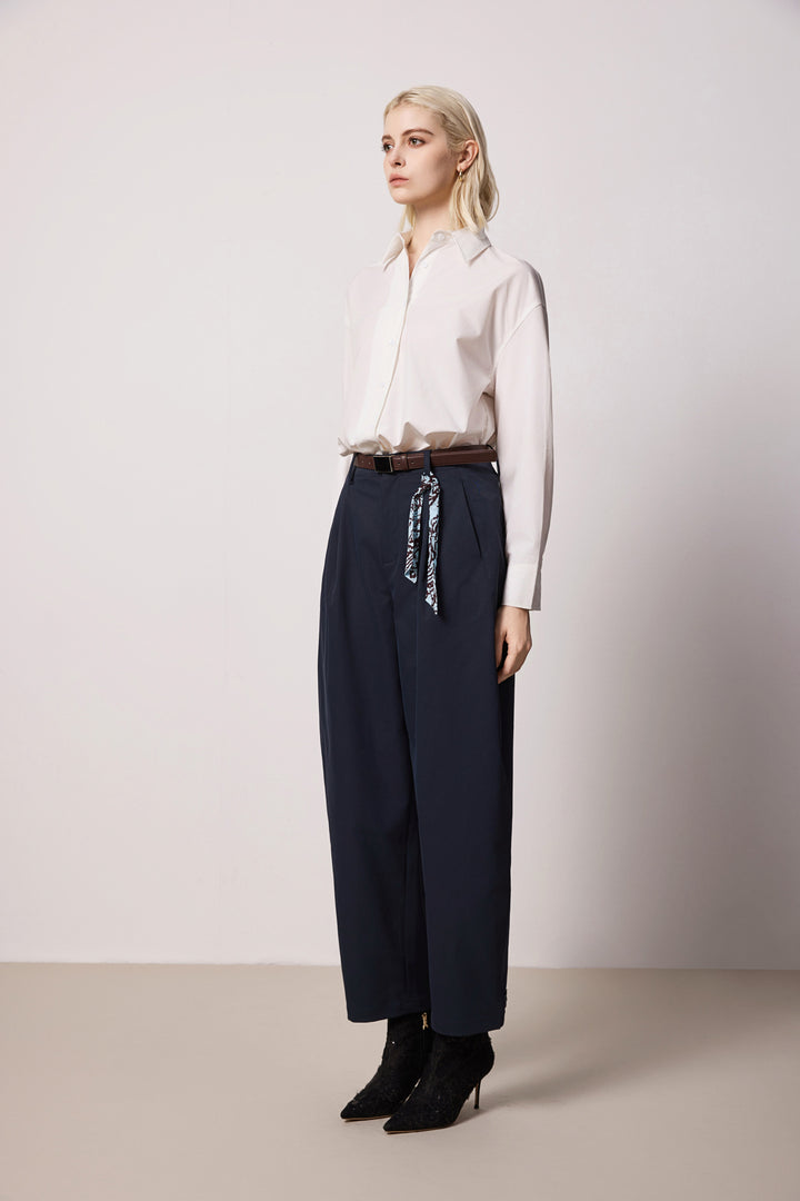 Solelegia White Cotton Collared Button-Up Shirt
