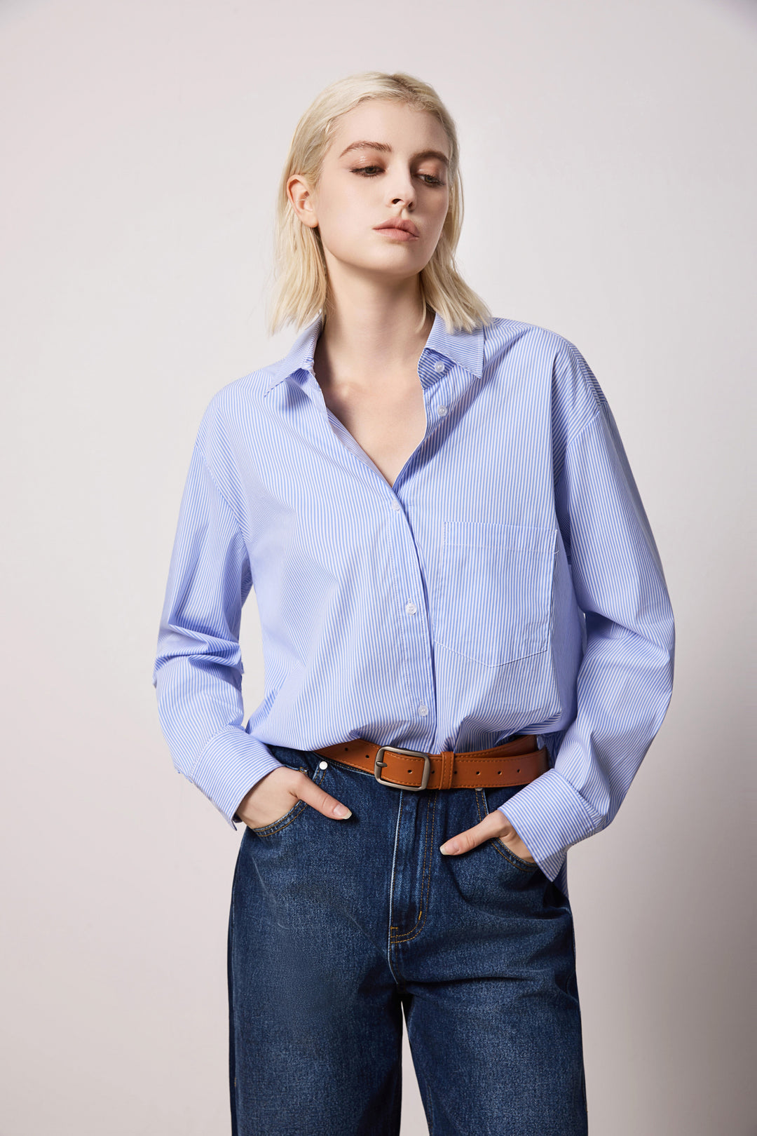 Solelegia Dark Blue Relaxed Wide-Leg Cotton Denim Jeans