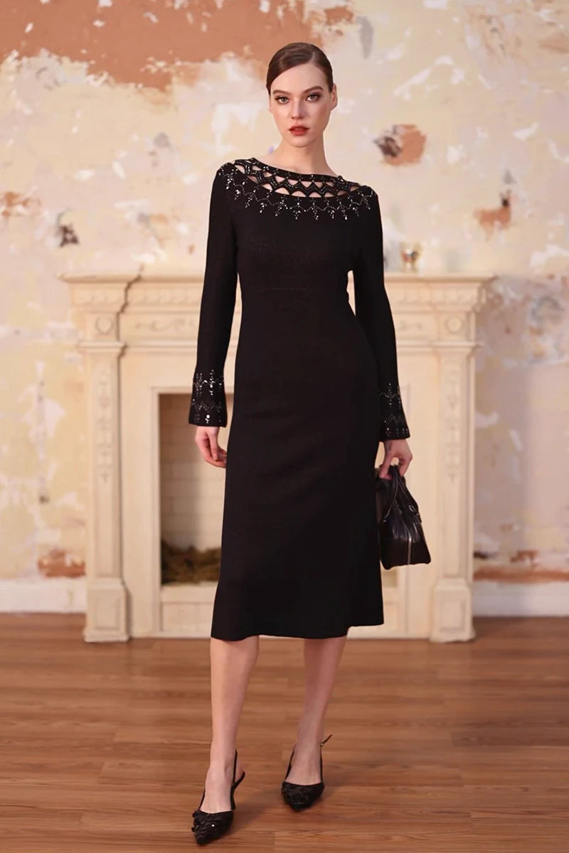 Starlit Cutout Wool Knit Dress