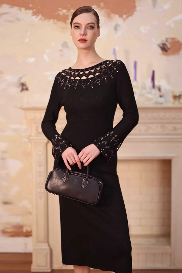 Starlit Cutout Wool Knit Dress