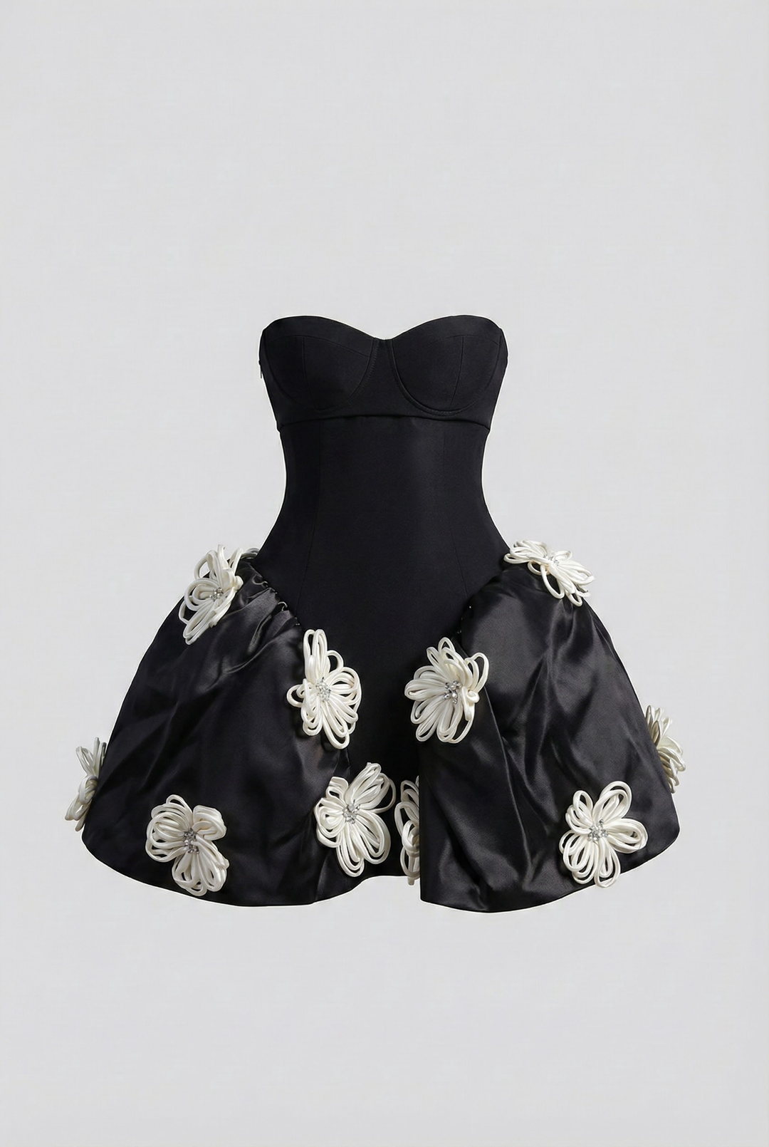 French Hepburn Tube Top Flower Tutu Dress