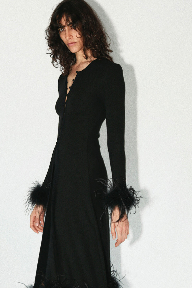 Feather Shirt Dress with Merino Wool Blend – Front View