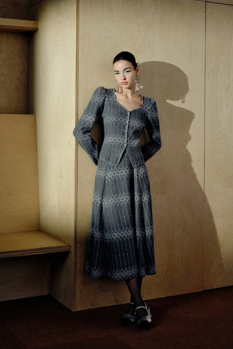 luxe wool skirt front view