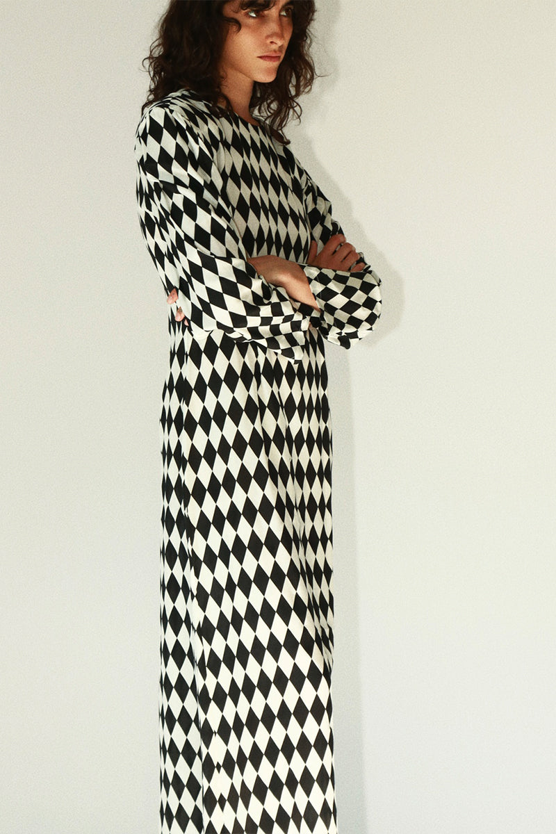 Side view of silk velvet dress