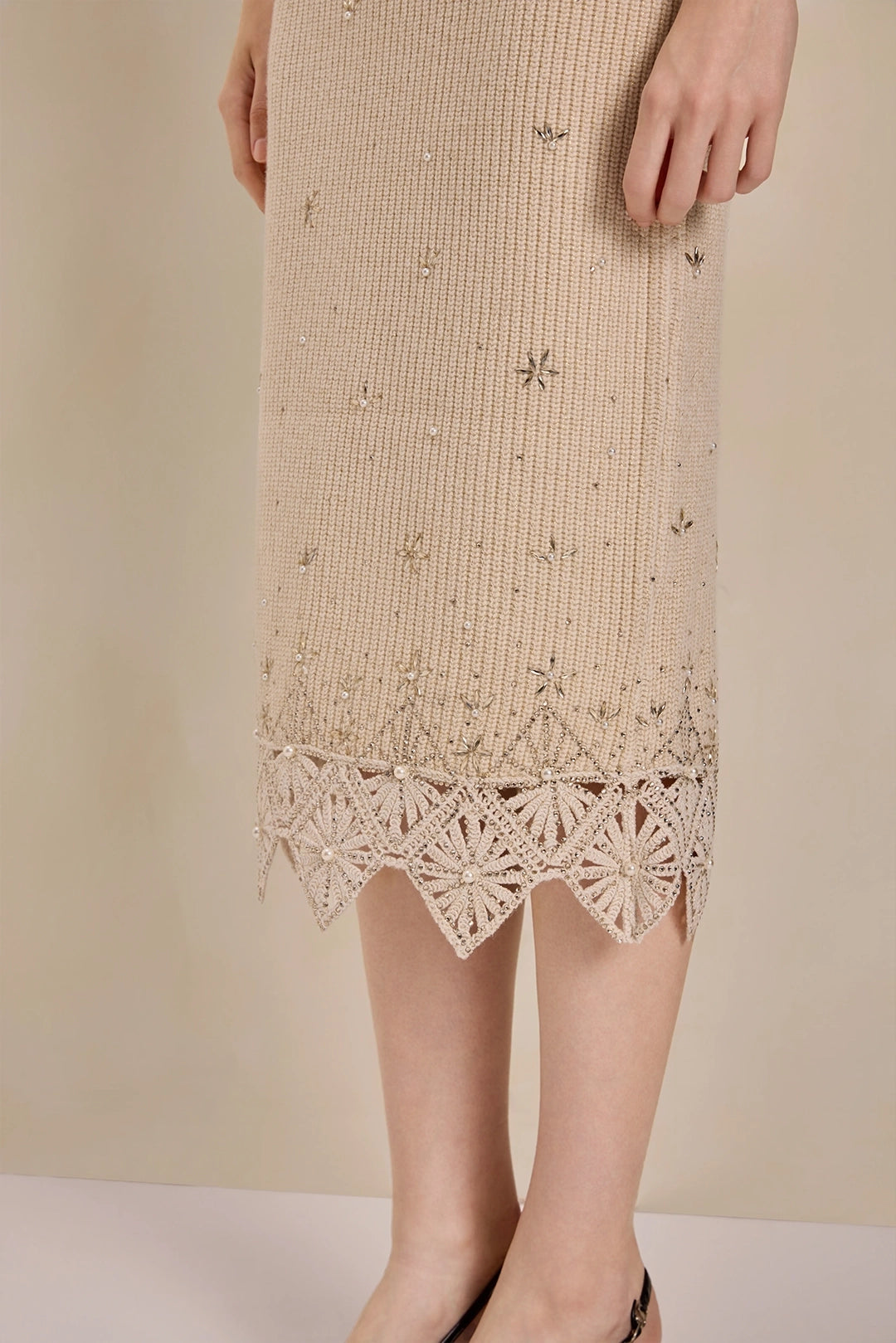 Solelegia Beige Wool Knit Sknit Detail View