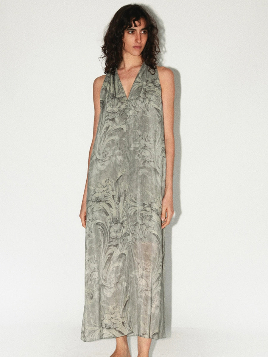Solelegia Bohemian palace print maxi dress front view