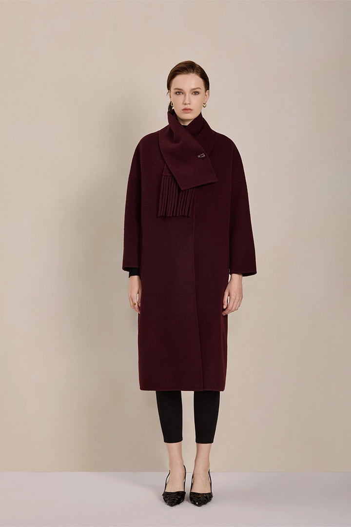 Front view of Solelegia Collared Cashmere Wool Coat for Women