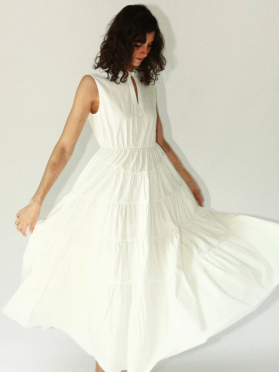 Model wearing Solelegia cotton summer dress for vacation