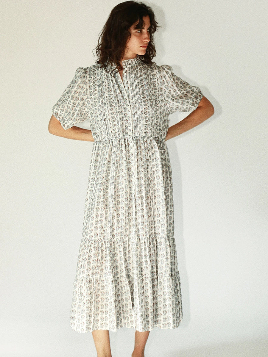 Solelegia floral short sleeve dress front view