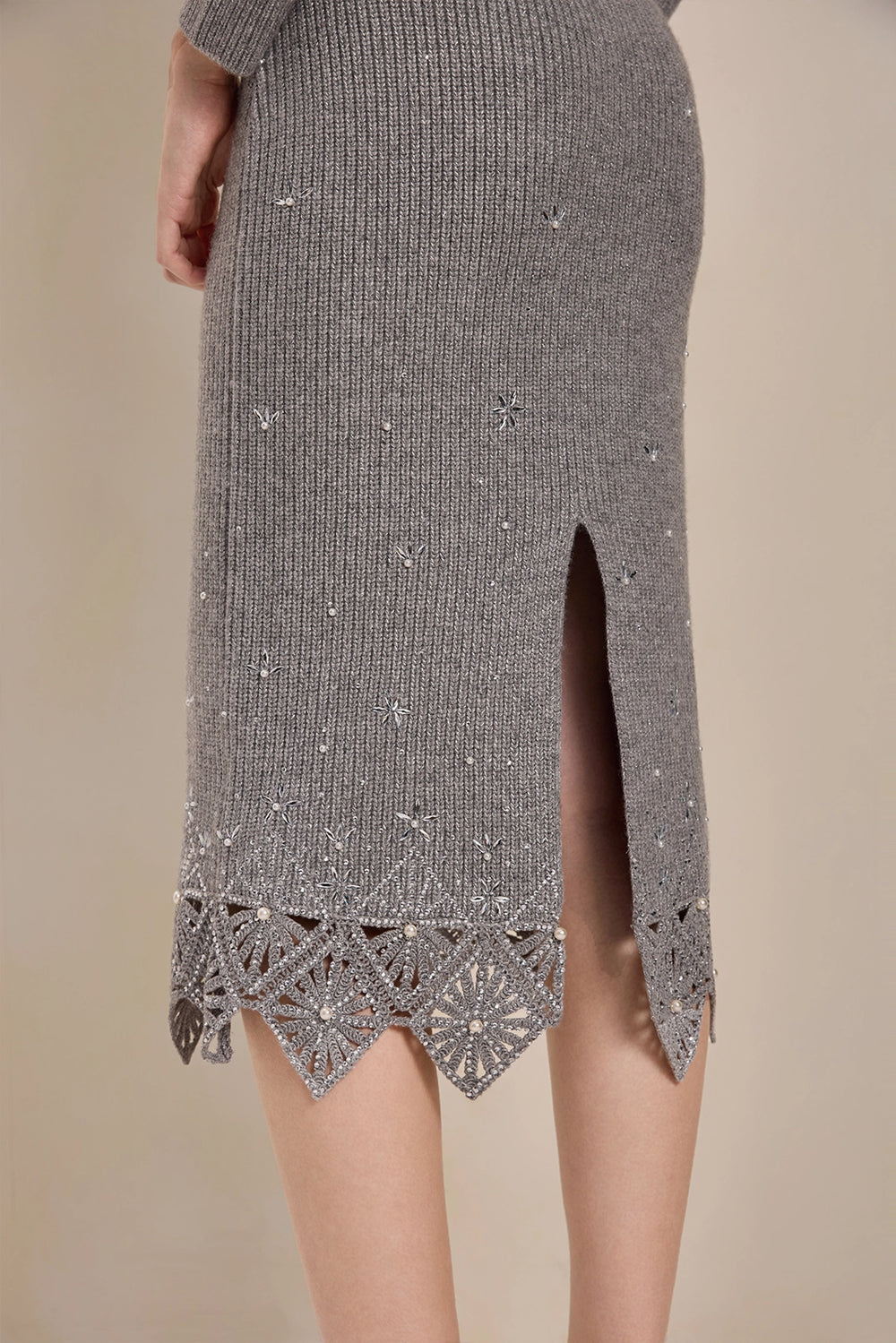 Solelegia Gray Wool Knit Sknit Detail View