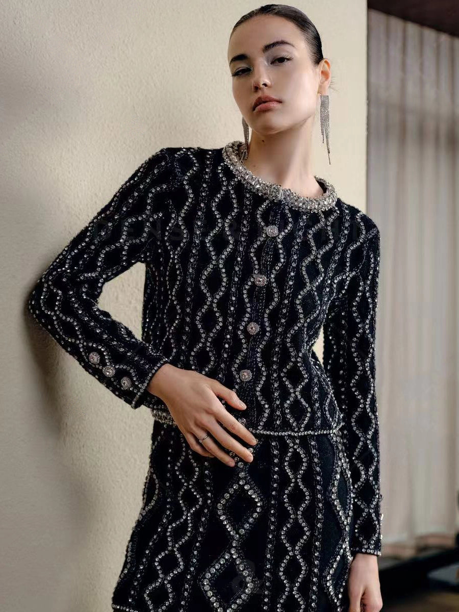 Solelegia Obsidian Crew Neck Cardigan Front View