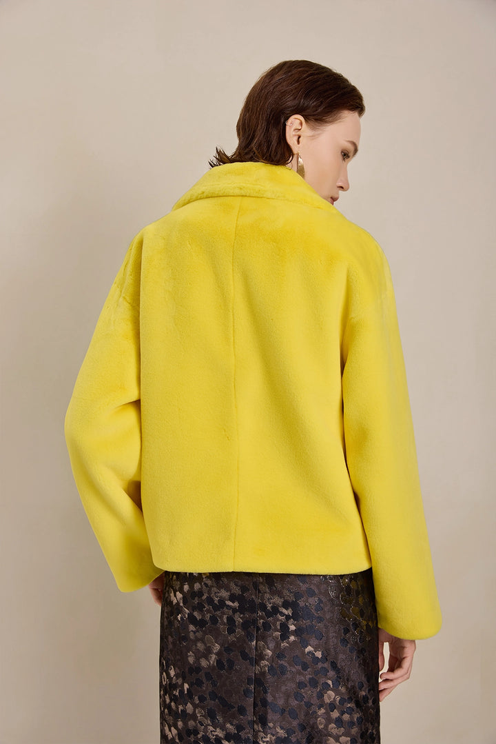 Back view of Solelegia Women's Elegant Faux Fur Coat
