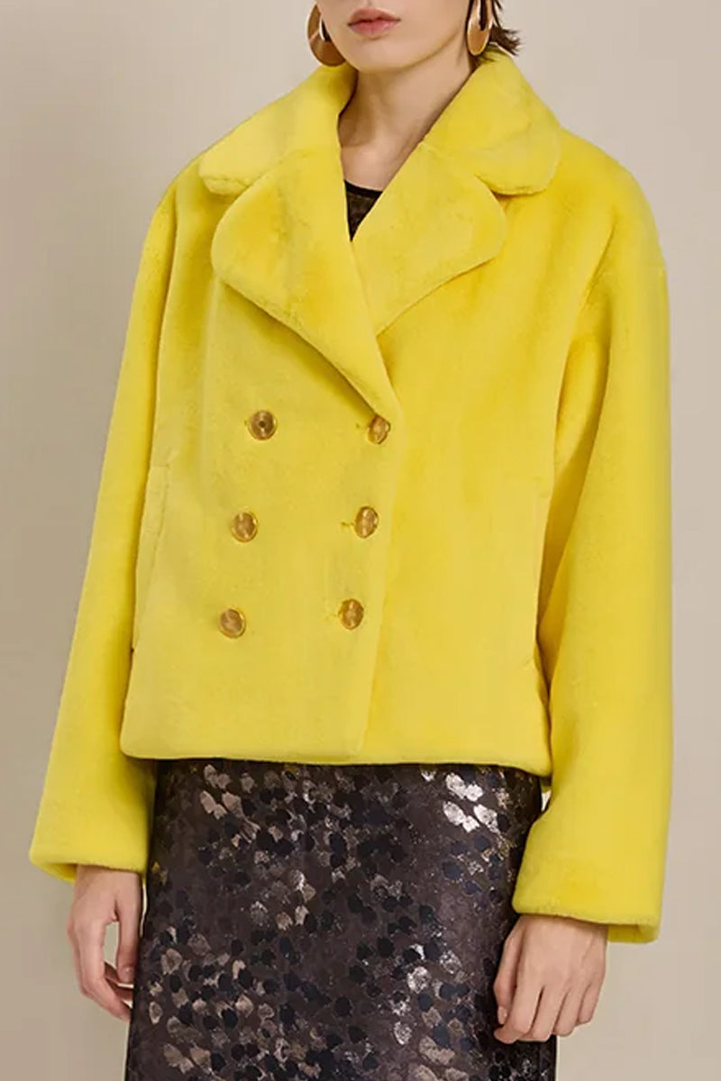 Detail view of Solelegia Women's Elegant Faux Fur Coat