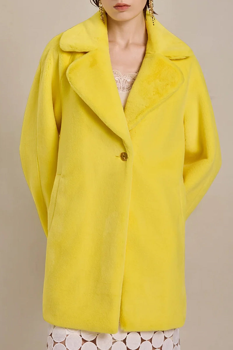 Detail view of Solelegia Women's Elegant Faux Fur Coat