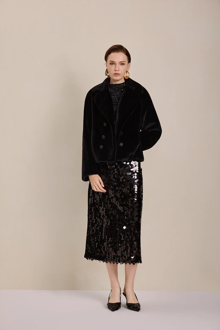 Model view of Solelegia Women's Elegant Faux Fur Coat